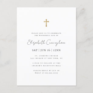 Moderne minimalistische falsche Goldkreuz-Gedenkbe Postkarte