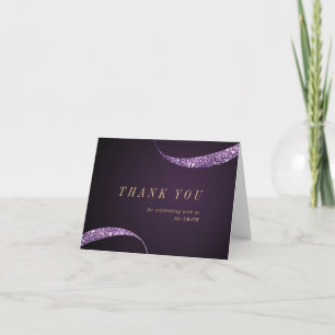 Moderne minimalistische falsche violette Glitter Dankeskarte