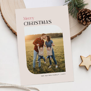 Moderne minimalistische Familienfoto-Weihnachtsgrü Feiertagspostkarte