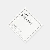 Moderne Minimalistische Familienname Hochzeit Serviette (Ecke)