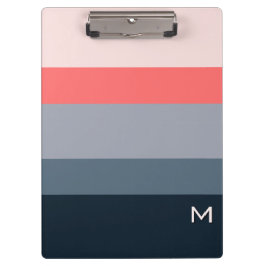 Moderne Minimalistische Farbblock-Monogrammierung Klemmbrett