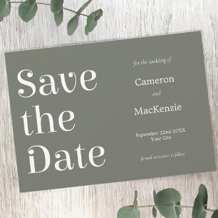 Moderne Minimalistische Feiertage Grüne Hochzeit r Save The Date