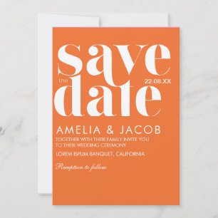 Moderne minimalistische Fette lustige Helle Orange Save The Date