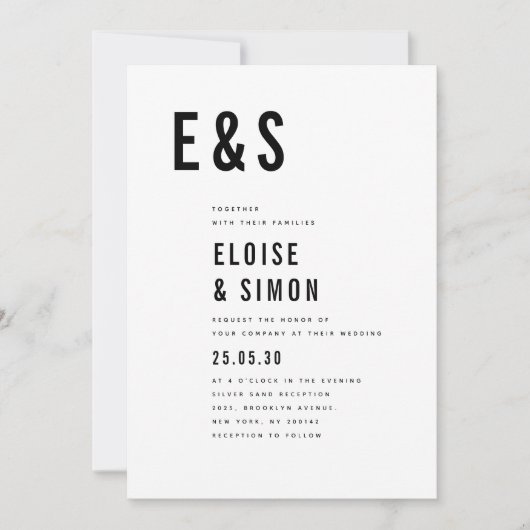 Moderne Minimalistische, fette Monogram Classic We Einladung (Vorderseite)