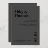 Moderne Minimalistische, fette und schwarze Hochze Einladung (Vorne/Hinten)