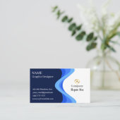 Moderne Minimalistische Firma Blau Weiß Visitenkarte (Stehend Vorderseite)