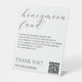 Moderne Minimalistische Flitterwochen-Fonds-QR-Cod Sockelschild (Vorderseite)