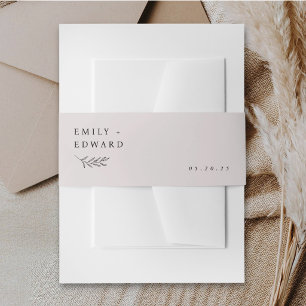 Moderne minimalistische Flora Hochzeit in sanftem Einladungsbanderole