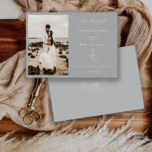 Moderne minimalistische florale Kalligrafie Foto  Save The Date