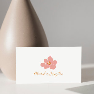 Moderne minimalistische florale Terrakotta-Rosa-Bl Visitenkarte