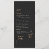 Moderne Minimalistische Foliage Black Menu Card Menükarte (Vorderseite)