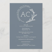 Moderne Minimalistische Foliage Graue Hochzeit Programm (Vorderseite)