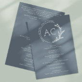 Moderne Minimalistische Foliage Graue Hochzeit Programm