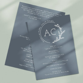 Moderne Minimalistische Foliage Graue Hochzeit Programm