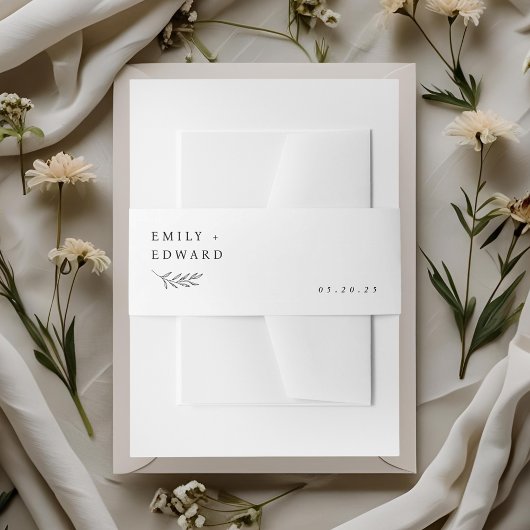Moderne Minimalistische Foliage-Hochzeit Einladungsbanderole