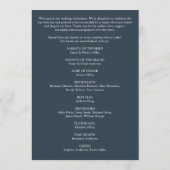 Moderne Minimalistische Foliage Navy Blue Wedding Programm (Rückseite)