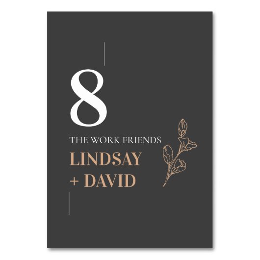 Moderne Minimalistische Foliage-Tischnummer Tischnummer (Vorderseite)