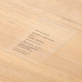 Moderne Minimalistische, formelle Hochzeit Acryleinladungen (Ablage )