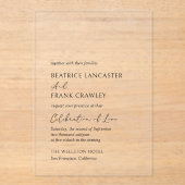 Moderne Minimalistische, formelle Hochzeit Acryleinladungen (Vorderseite)