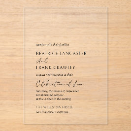 Moderne Minimalistische, formelle Hochzeit Acryleinladungen