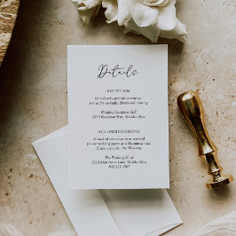 Moderne Minimalistische, formelle Hochzeit Begleitkarte