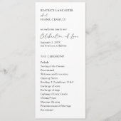 Moderne Minimalistische, formelle Hochzeit Programm (Vorderseite)