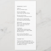 Moderne Minimalistische, formelle Hochzeit Programm (Rückseite)
