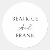 Moderne Minimalistische, formelle Hochzeit Runder Aufkleber (Vorderseite)