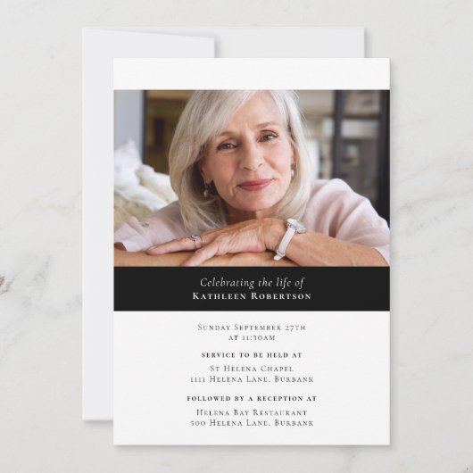 Moderne Minimalistische Foto Beerdigung Einladung (Vorderseite)