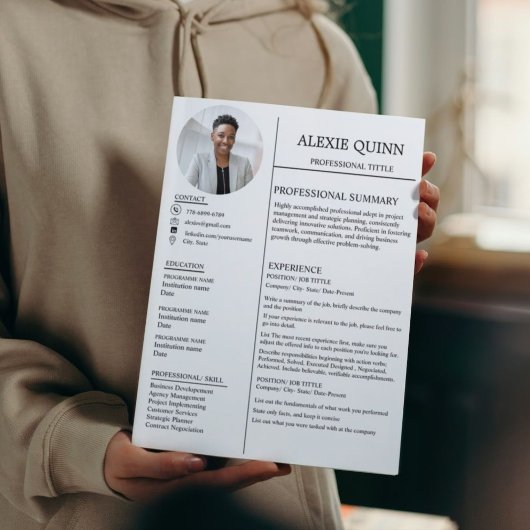Moderne Minimalistische Foto Beruflich Resume Card Einladung