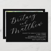 Moderne Minimalistische Foto-Black Script-Hochzeit Einladung (Vorne/Hinten)