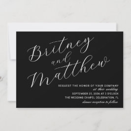 Moderne Minimalistische Foto-Black Script-Hochzeit Einladung