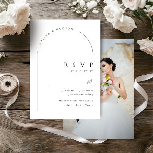 Moderne minimalistische Foto-Bogen-Hochzeit RSVP Karte