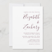 Moderne Minimalistische Foto Burgundy Script Weddi Einladung (Vorderseite)