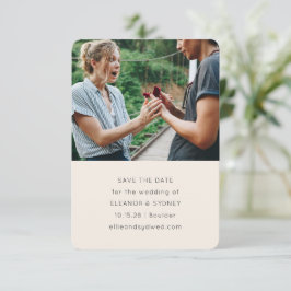 Moderne Minimalistische Foto Chic Ivory Cream Wedd Save The Date