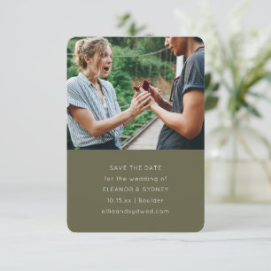 Moderne Minimalistische Foto-Chic-Oliv-Moos-Hochze Save The Date