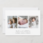Moderne Minimalistische Foto Collage Geburtserklär Ankündigung (Rückseite)