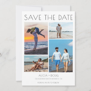 Moderne Minimalistische Foto-Collage-Hochzeit Save The Date