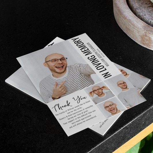 Moderne Minimalistische Foto Collage Memorial Viel Dankeskarte