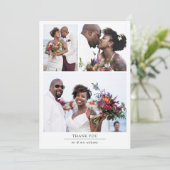 Moderne Minimalistische Foto Collage Wedding Dankeskarte (Stehend Vorderseite)