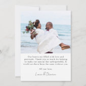 Moderne Minimalistische Foto Collage Wedding Dankeskarte (Rückseite)