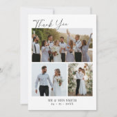 Moderne Minimalistische Foto Collage Wedding Dankeskarte (Vorderseite)