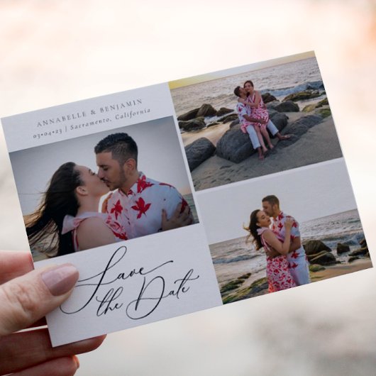 Moderne Minimalistische Foto Collage Wedding Save The Date