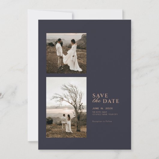 Moderne Minimalistische Foto Collage Wedding Save The Date (Vorderseite)