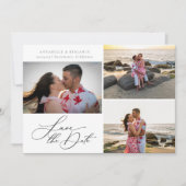 Moderne Minimalistische Foto Collage Wedding Save The Date (Vorderseite)