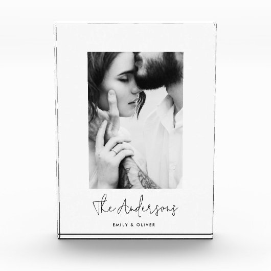 Moderne, minimalistische Foto-Familie elegant Fotoblock (Vorderseite)
