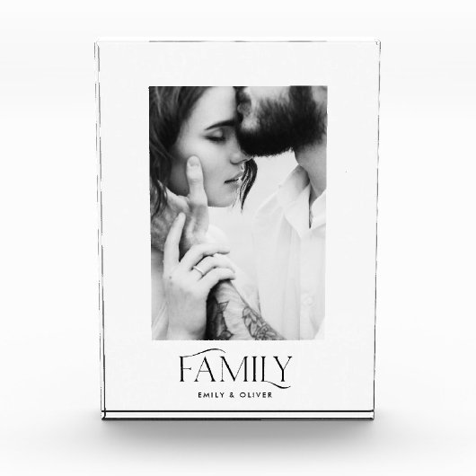 Moderne, minimalistische Foto-Familie elegant Fotoblock (Vorderseite)