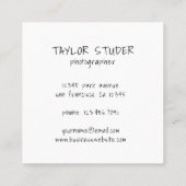 Moderne Minimalistische Foto-Fotografie Quadratische Visitenkarte (Rückseite)