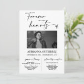 Moderne Minimalistische Foto-Gedenkfeier Einladung (Stehend Vorderseite)