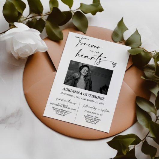 Moderne Minimalistische Foto-Gedenkfeier Einladung